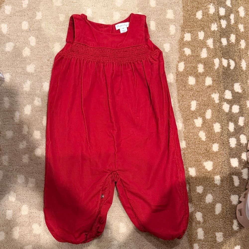 Ralph Lauren corduroy smocked romper